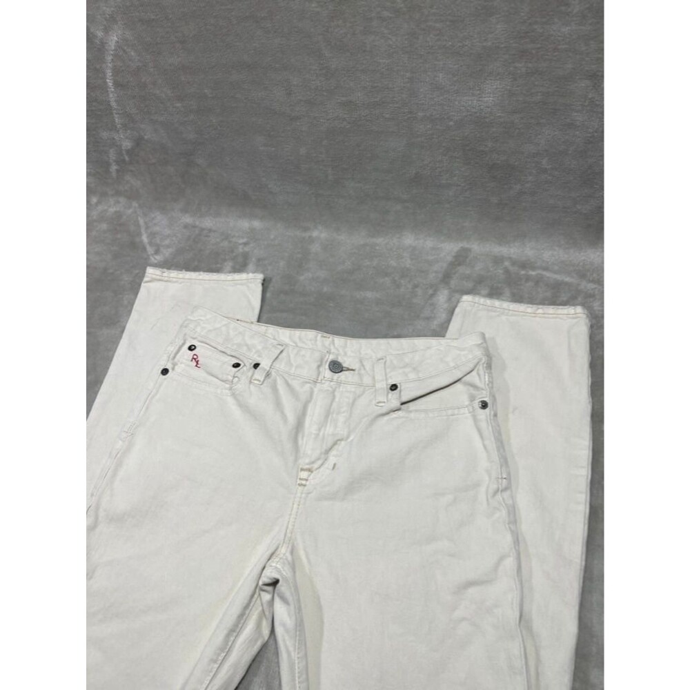 Polo Ralph Lauren 650 Skinny Jeans Women Size 16 Cream Denim Slim Pa
